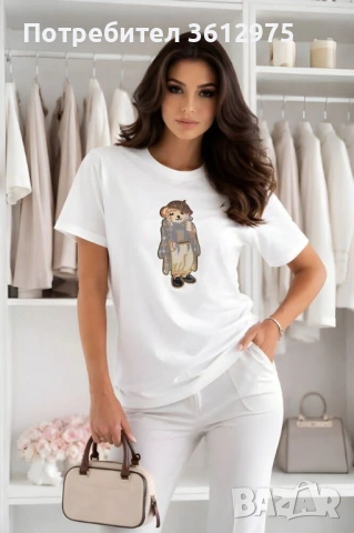 Дамска тениска с мече, снимка 2 - Тениски - 53449319