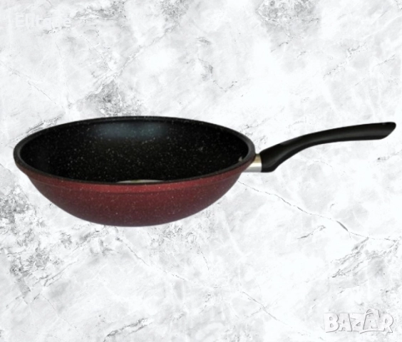 Тиган Уок Rosberg R51320G26, 26см., Мраморно покр., Индукция, Бордо меланж, снимка 4 - Съдове за готвене - 52889053
