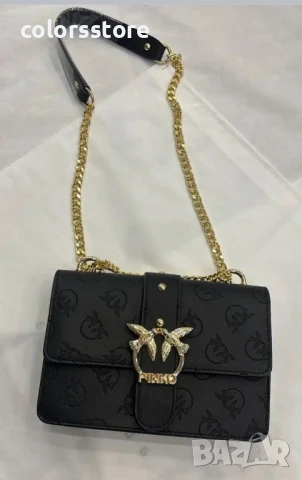 Луксозна Черна чанта Pink💚/BR80n