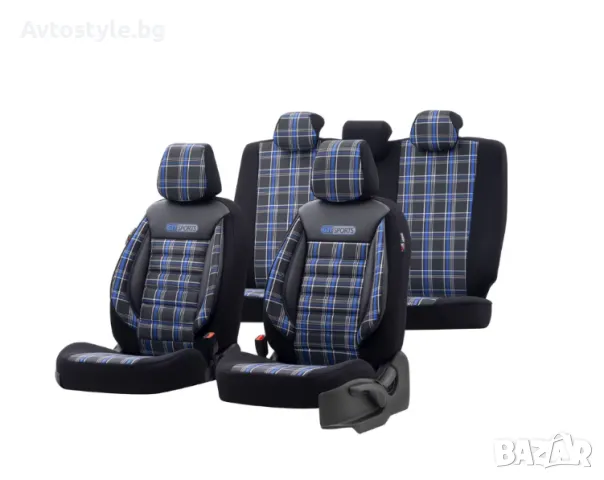Комплект Тапицерия OTOM-GTI, Черно/Синьо,за Предни и Задни Седалки, снимка 1