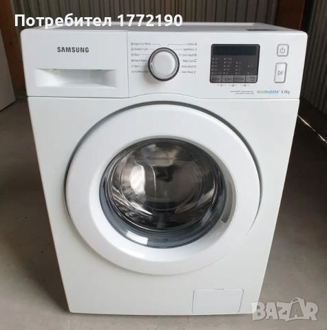 Slim(40см!) Пералня Samsung Eco Bubble WF60F4E0W2W, 1200 об/мин, 6 кг, Клас A++, Бяла, снимка 1 - Перални - 46276948