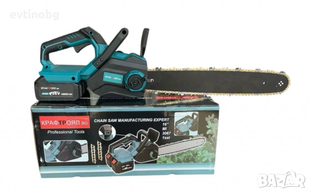 Мощна Акумулаторна Резачка 36V с Маслен Филтър – 40см (16") Шина, Професионален верижен трион за дър, снимка 3 - Градинска техника - 53884578