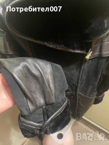 Яке- естествен велур и кожа, с качулка., снимка 3 - Якета - 51789157