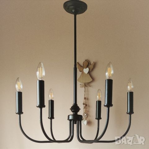 Модерен метален черен класически полилей,осветление за хол,трапезария,спалня,шаби шик лампа,рустик , снимка 6 - Лампи за таван - 46319775