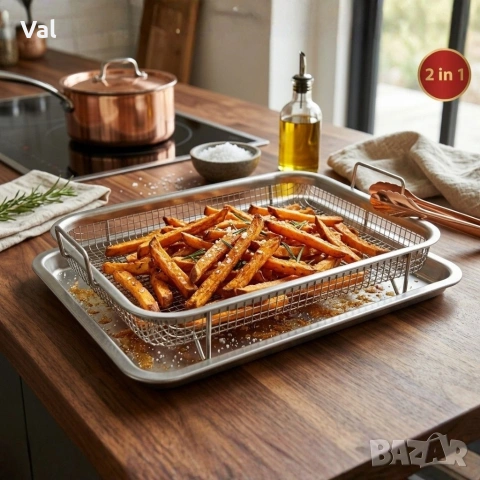 Кошница за печене с тава Cheffinger CF-FB35 - Еър Фрайър ефект за фурна, снимка 4 - Съдове за готвене - 53890765