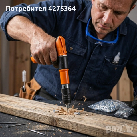 Професионален пистолет за забиване на пирони + 50 броя пирона, снимка 3 - Други инструменти - 54057392