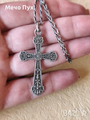 Сребърен синджир с висулка Кръст (377)