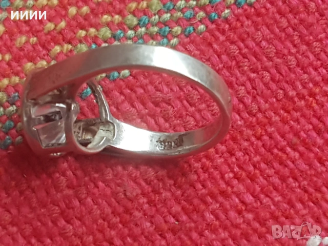 Сребърен пръстен с камък , снимка 2 - Пръстени - 53243881