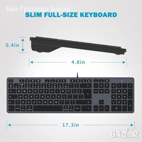 Нова Тънка USB клавиатура за iMac MacBook Pro Air UK QWERTY лаптоп, снимка 6 - Клавиатури и мишки - 53888975