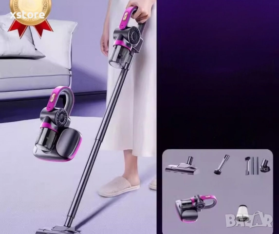 Безжична преносима прахосмукачка с голямо засмукване за отстраняване на ултравиолетови акари 3 в 1, снимка 4 - Прахосмукачки - 52795896