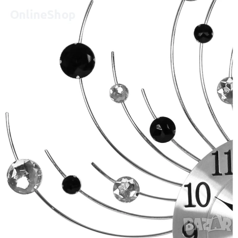 Стенен часовник с кристали , 50 см, Кварцов механизъм, Безшумен, снимка 12 - Декорация за дома - 53585357