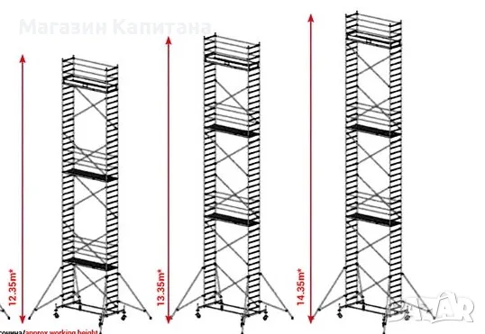 Алуминиево скеле Арон 12,35м., 13,35м., 14,35м. работна височина., снимка 2 - Други машини и части - 50175673