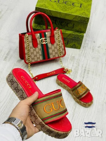 дамски чехли и чанта gucci , снимка 2 - Чанти - 46882118