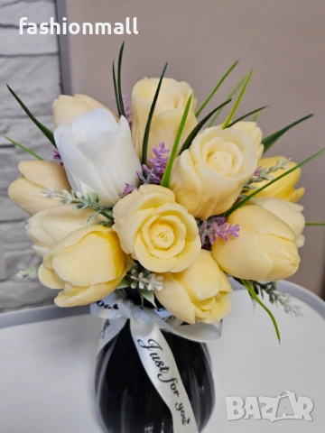Букет "Жълти лалета ", снимка 3 - Декорация за дома - 53951074