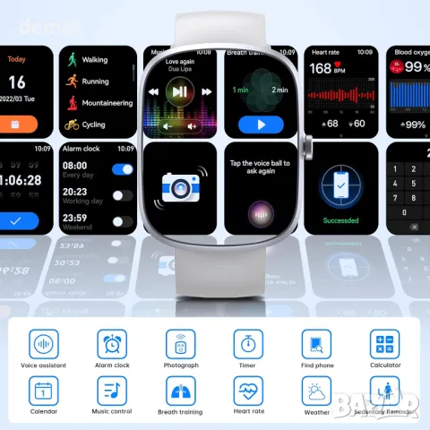 Смарт часовник за мъже, жени (отговаряне/осъществяване на повикване), 1,91" TFT екран, снимка 4 - Смарт часовници - 49517198