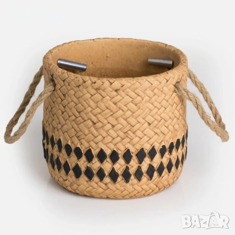 Керамична кашпа - 13,5 × 12,3 см., снимка 2 - Саксии и кашпи - 53478285