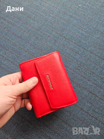 Чисто НОВО дамско портмоне Rossi от естествена кожа, ярко червено, снимка 12 - Портфейли, портмонета - 53700050