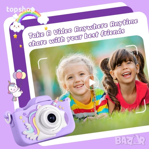 Нова, проверена 48MP детска камера за момичета и момчета 3-12 години, видео селфи камера ..., снимка 4 - Други - 52360055