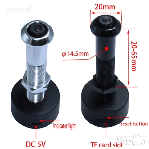 Smart WiFi шпионка за врата, широкоъгълна с нощно виждане, известия при движение, Smartlife Tuya App, снимка 3 - IP камери - 52331063