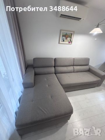 Ляв разтегателен диван в сив цвят, снимка 1 - Дивани и мека мебел - 46073687