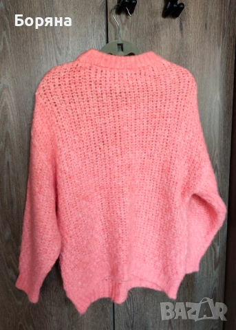 MANGO - Разкошен бебешко розов мохерен пуловер с брошка, снимка 10 - Блузи с дълъг ръкав и пуловери - 34359032