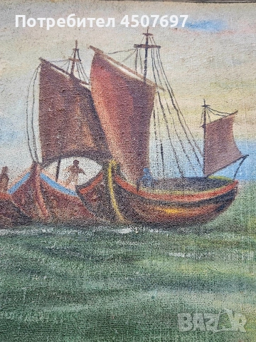 Никола Даскалов 1941 - 2010 Морски пейзаж картина с маслени бои., снимка 5 - Антикварни и старинни предмети - 53594643