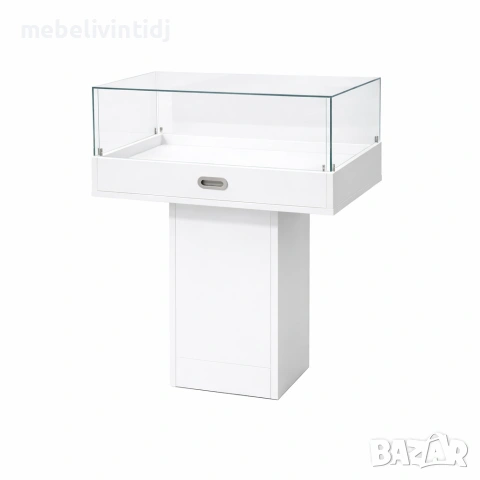 Стъклена витрина с шкаф – бяла, снимка 8 - Витрини - 53576027