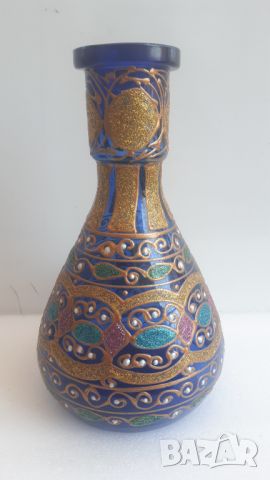 Стъклена красива ваза с орнаменти, снимка 1 - Вази - 45082537