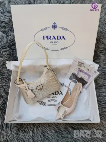 дамски сандали на ток и чанта prada milano , снимка 4 - Чанти - 46970360