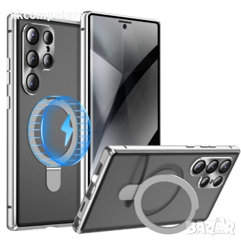 Samsung Galaxy S24 Ultra 5G MagSafe Magnetic Privacy Frosted Tempered Glass Holder Удароустойчив Кал, снимка 3 - Калъфи, кейсове - 52649824