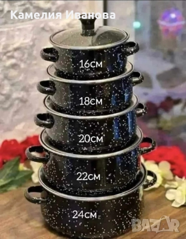 НОВ Комплект от 5 броя тенджери за домашна и професионална употреба 16/18/20/22/24см