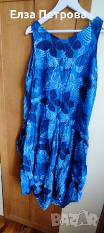 Дамска лятна памучна рокля тъмно синя, италианска мода, снимка 2 - Рокли - 46407880