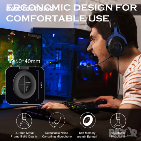 Геймърски слушалки EKSA E900, снимка 4 - Слушалки и портативни колонки - 51056480