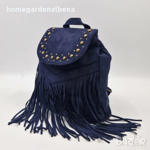 Велурена Дамска Раница с Ресни и Нитове | Бохо Стил, снимка 10 - Чанти - 54208697