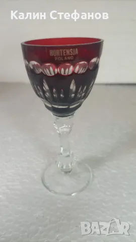 Червен кристал, ракиен комплект от 6 бр, Полша, снимка 4 - Чаши - 50414123