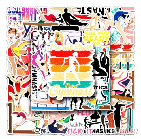 50 бр Гимнастика Гимнастичка Атлетика мозалепващи лепенки стикери за украса декор картонена торта, снимка 1 - Други - 36370617