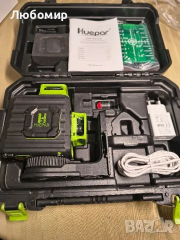 Huepar 2 x 360 самонивелиращ се лазерен нивелир с кръстосана линия, 360° зелен лъч с двоен
, снимка 3 - Измервателни инструменти - 49658090