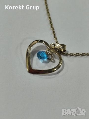 Златен синджир 14к с висулка сърце, снимка 2 - Колиета, медальони, синджири - 52901243