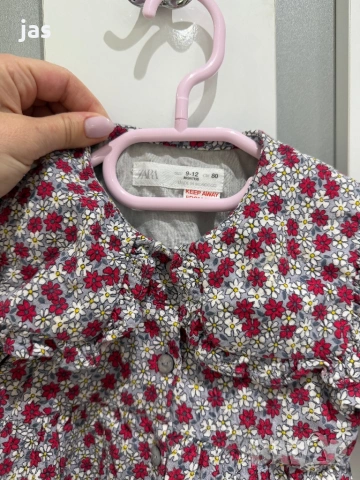 Рокля Zara 9-12мес (80см) с лента за глава, снимка 3 - Бебешки рокли - 53883142