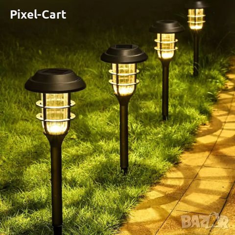 Комплект 4 бр. соларни LED лампи за градина, 40 см, снимка 3 - Соларни лампи - 46387137