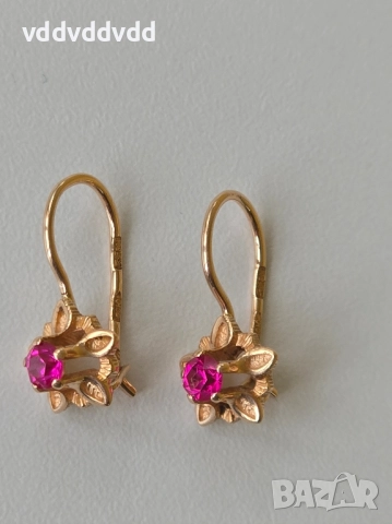 СССР златни обеци 14 карата, снимка 11 - Обеци - 52120428