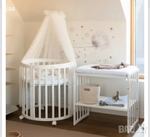 Дървена кошара с Люлеещ механизъм 7в1 - 0-10год., снимка 10 - Бебешки легла и матраци - 51609606