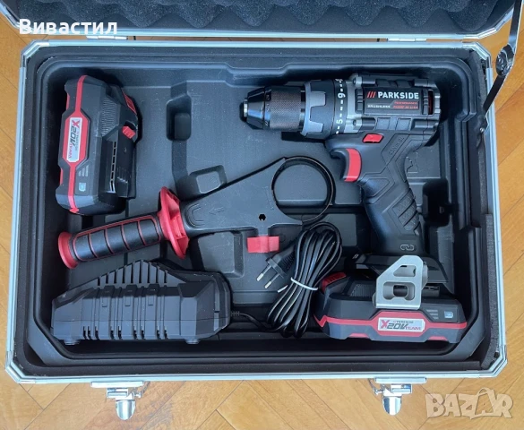 Parkside Performance Черен Винтоверт Парксайд с AL куфар с аксесоари, снимка 4 - Винтоверти - 50773530