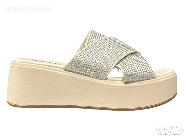 Дамски чехли на платформа с камъни, снимка 2 - Чехли - 50516502