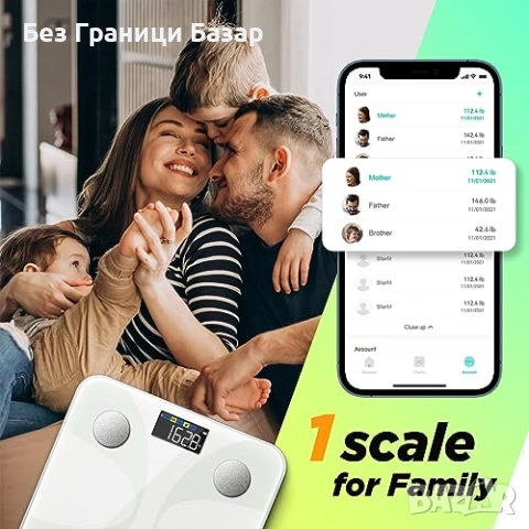 Нова везна Runstar смарт кантар телесен анализатор BMI 13 показателя, снимка 5 - Друга електроника - 53961827