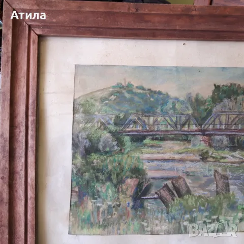 картина акварел 56/46 см, снимка 3 - Картини - 49822003