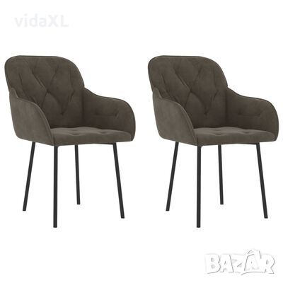 vidaXL Трапезни столове, 2 бр, тъмносиви, кадифе(SKU:325647, снимка 1 - Столове - 45674770