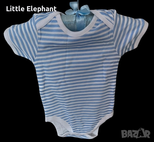 Боди с къс ръкав за 12-18 мес мом,бяло и синьо райе,Англия/ново