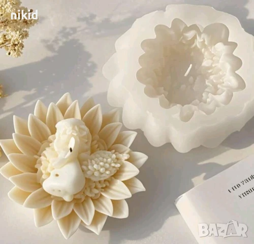 3D Бебе ангел в цвете гербер силиконов молд форма фондан шоколад смола гипс сапун свещ