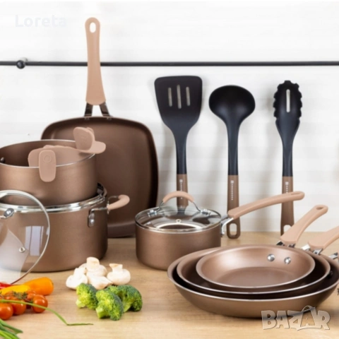 Пълен комплект съдове Edenberg EB-5654 (20 части) с кован алуминий и 3-слойно незалепващо покритие, снимка 6 - Съдове за готвене - 53378920